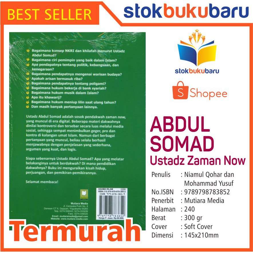 Buku Abdul Somad Lc M A Ustadz Zaman Now Shopee Indonesia