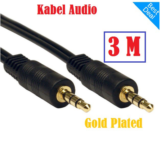 KABEL AUDIO JACK 3.5 Mm 3M GOLD PLATED - KABEL AUX 3 METER