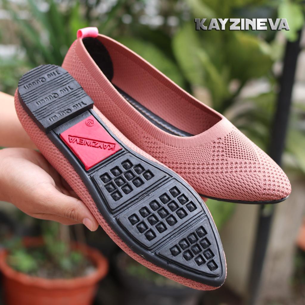 KAYZINEVA | CC04 Sepatu Wanita Rajut Flat Premium