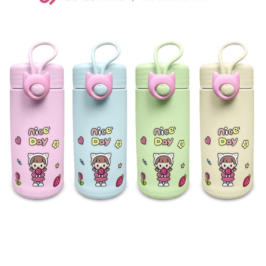 NEW!!! Botol minum NICE GElas KACA Vacum Flask 400mili BPA FREE