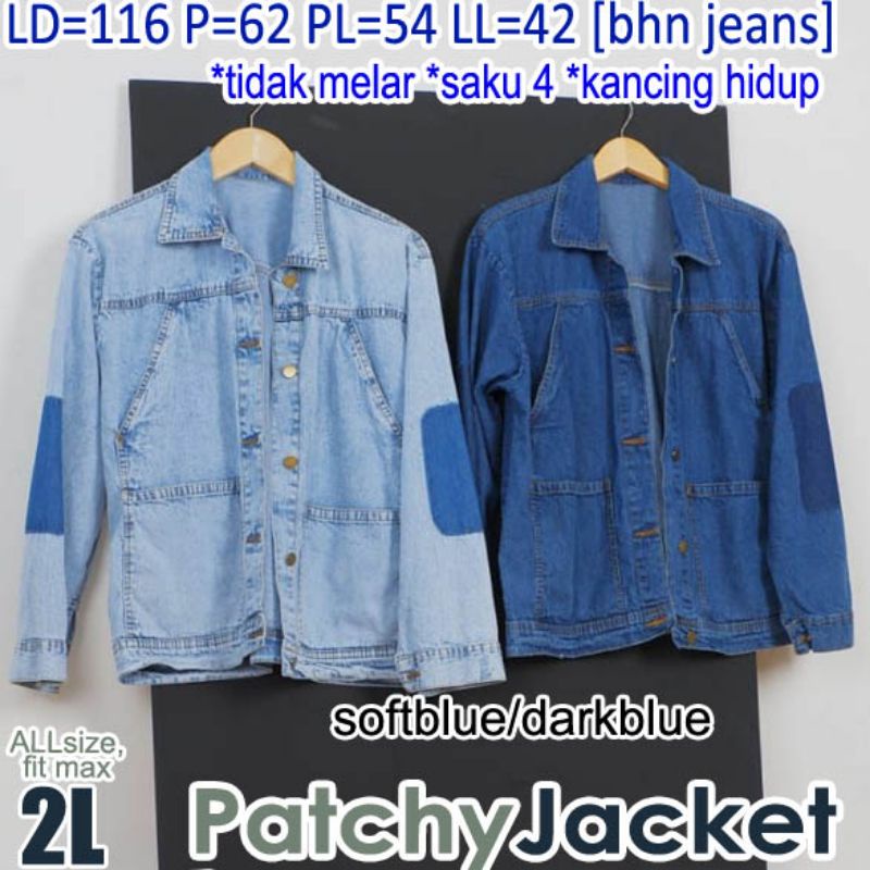 Patchy Jacket OUTER JACKET JAKET JEANS WANITA LENGAN PANJANG CASUAL BIG SIZE JUMBO XXL 2XL 2L