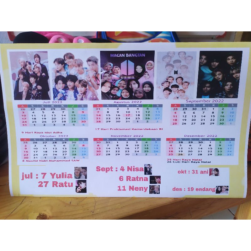 

kalender meja 2022 ukuran A5
