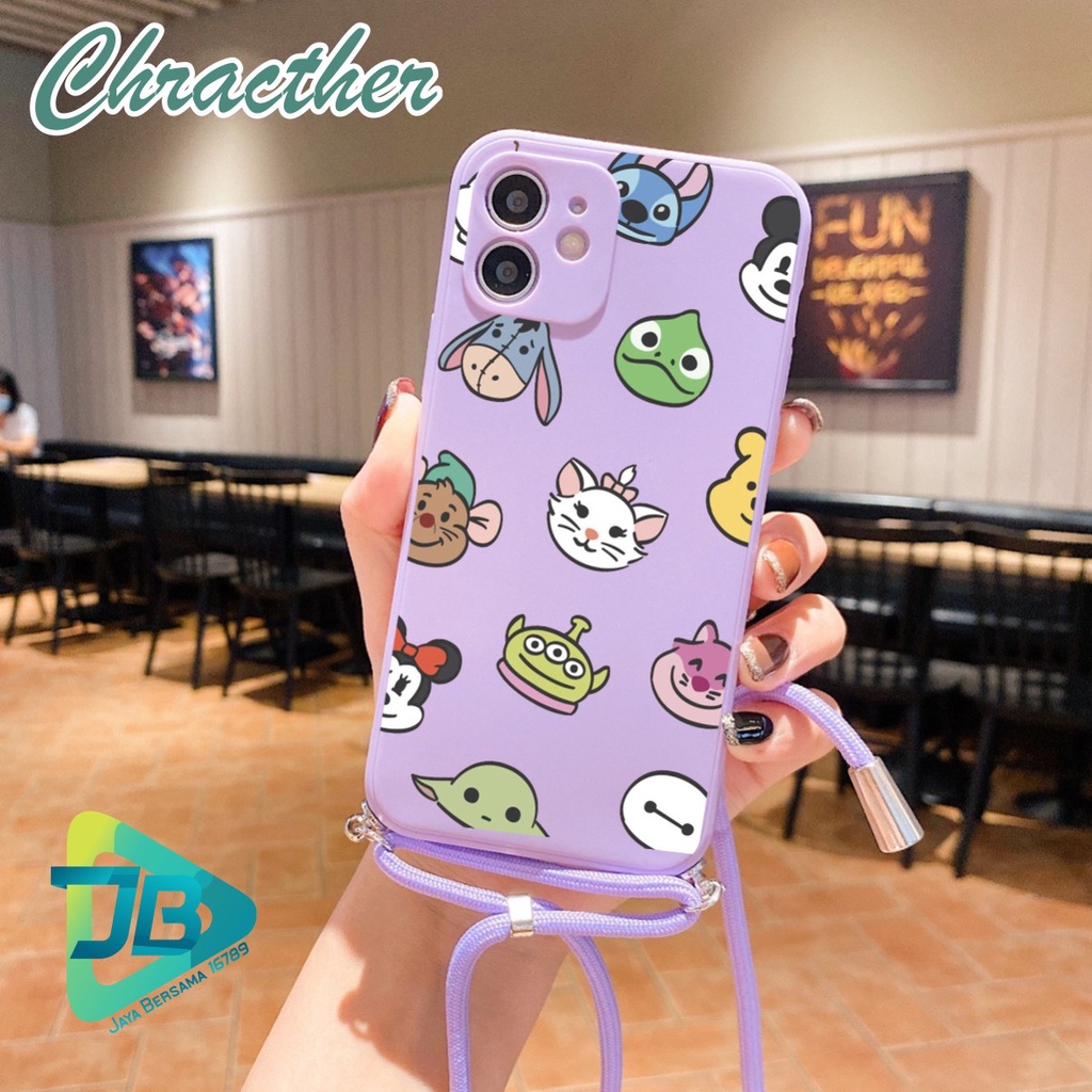 SOFTCASE SILIKON SLINGCASE TALI LANYARD STRAP PHONE MACARON PELINDUNG KAMERA CHRACTHER OPPO VIVO SAMSUNG XIAOMI REALME IPHONE ALL TYPE JB5494