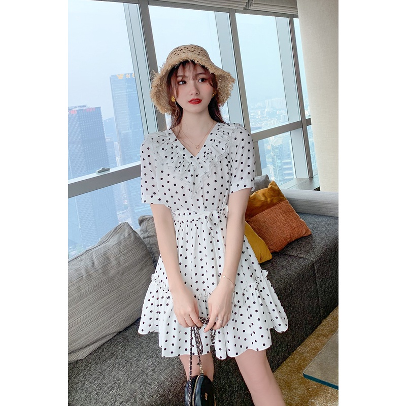 【Rozen】French Lace V-neck Polka Dress 2197 [S-XL]