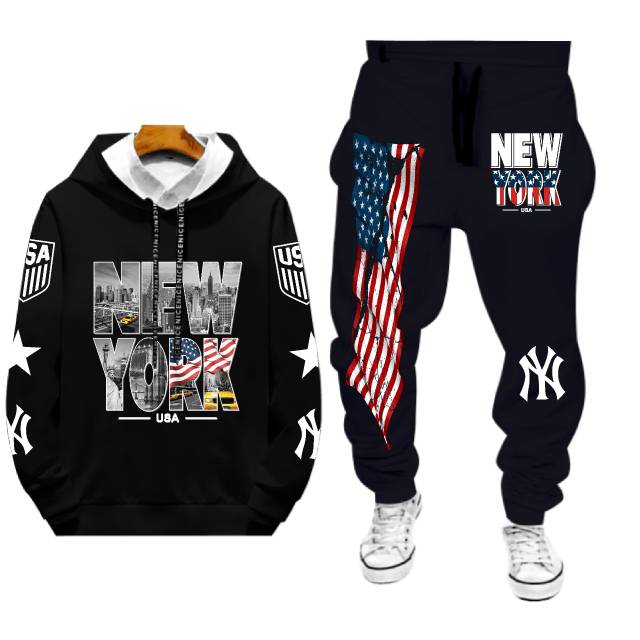 Stelan pria 1 set sweater sama celana newyork usa