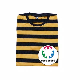 Kaos  Stripe Big Kuning Kunyit List Hitam Baju  Kaos  Garis  