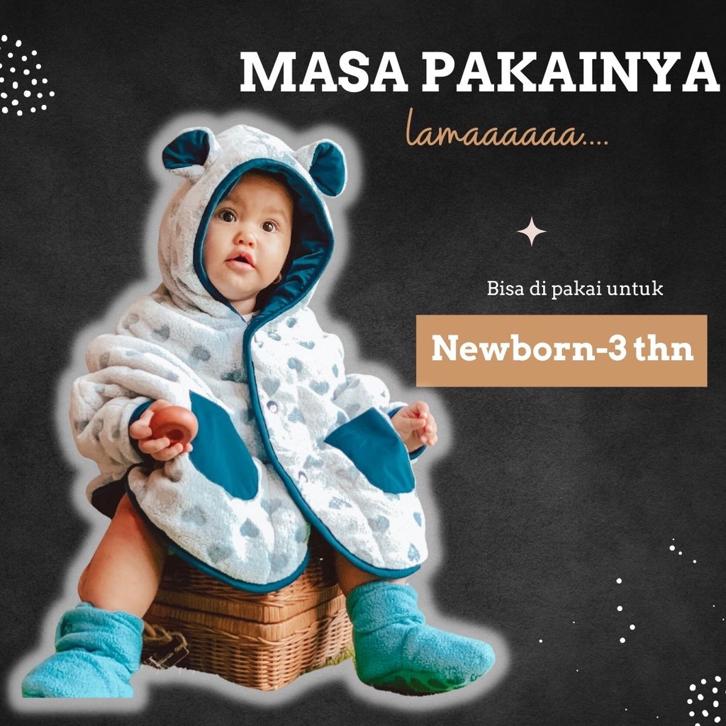 Cuddle Me Baby Cape Jaket selimut bayi (0- 3 tahun) mantel bolak balik tebal lembut bisa dipakai perempuan laki laki