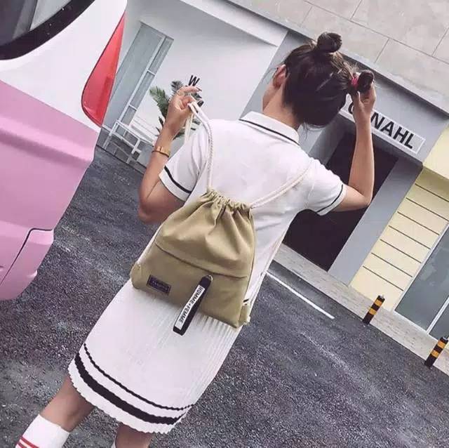 Amelia STRING BAG TAS RANSEL SERUT HOMME FEMME - Ransel Fashion Kpop Terbaru-8