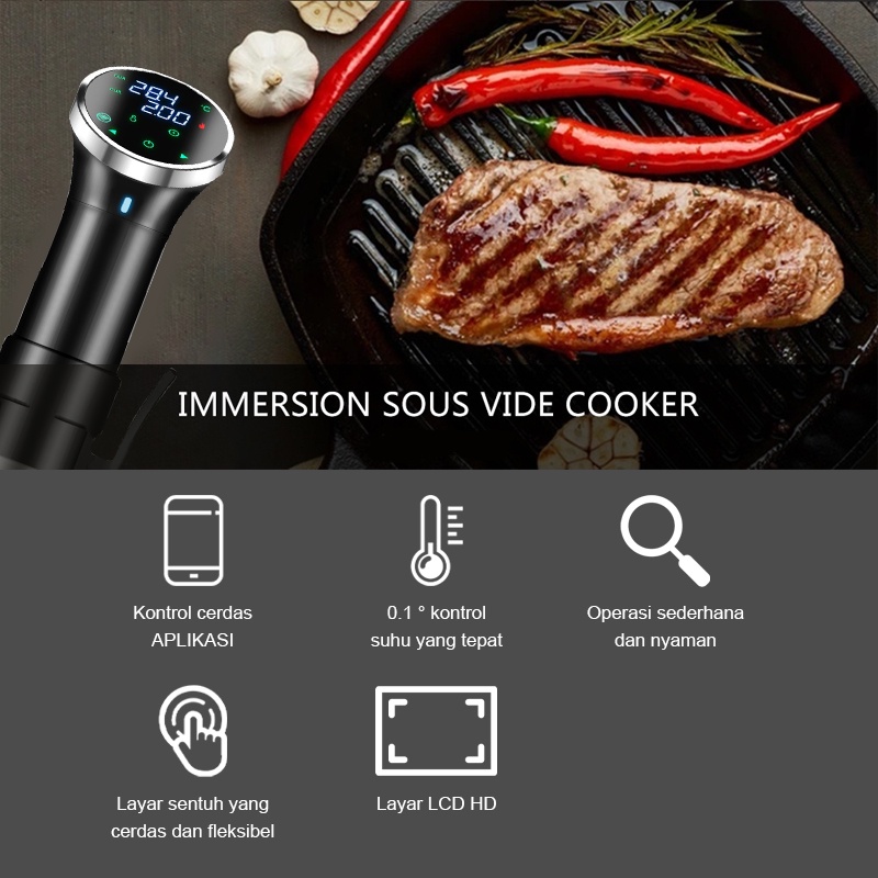 Sous Vide Wifi  - Vacuum Slow Food Cooker 1100W Temperatur Akurat dengan