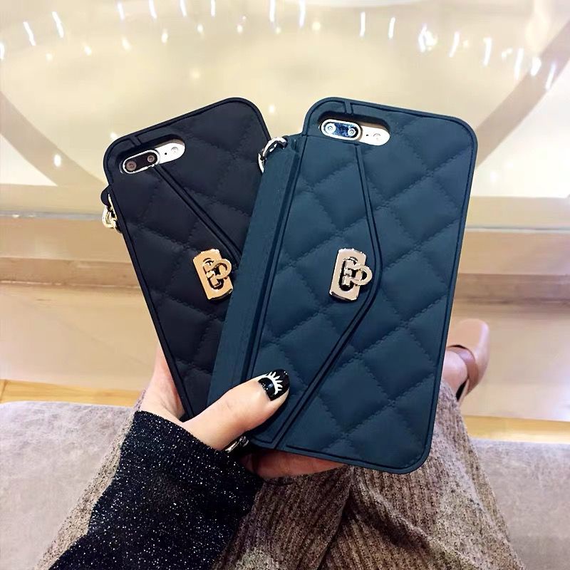Softcase silikon Tas Mini Tali ID card Cha*nel for Iphone 6 7 8 6+ 7+ 8+ Plus X Xs Xr 11 12 13 14 Pro Max 14+ Plus 14Plus FH19