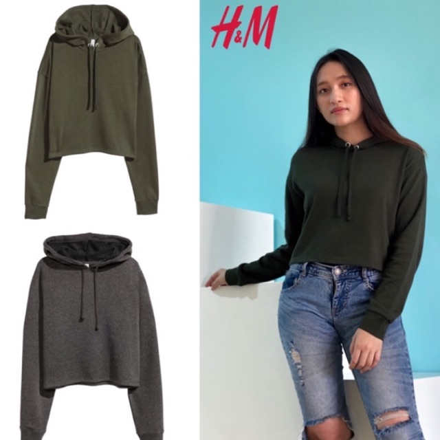 HM crop hoodie grey