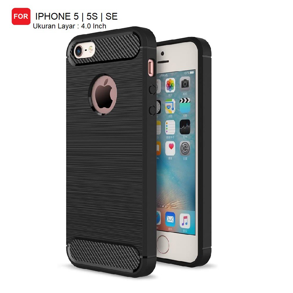Case Ipaky Carbon Fiber Iphone 5 | 5S | SE 4.0 INCH  2016 Softcase Shockproof TPU Backcase