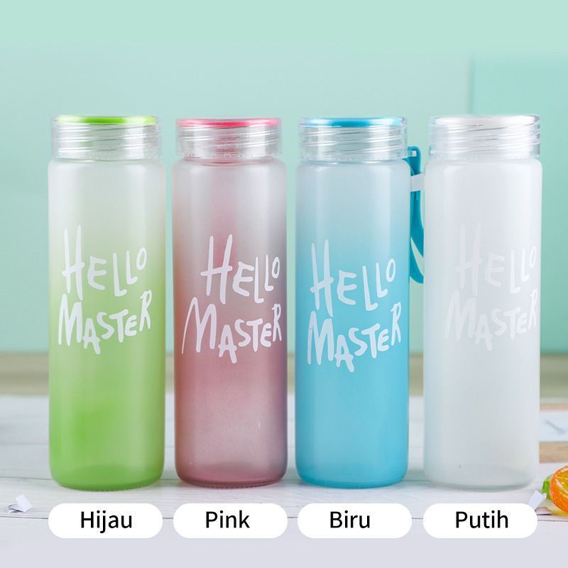 Botol Minum Hello Master/Botol Kaca Hello Master/Botol Minum Unik/Botol Kaca 480ml