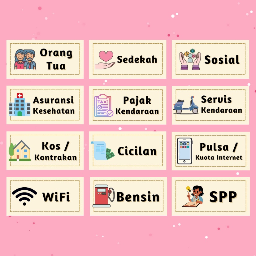 

[PART 3] Stiker Budgeting 3x6 cm / Stiker Budgeting Dompet Keuangan / Dompet Disiplin / Label Dompet / Label Budgeting