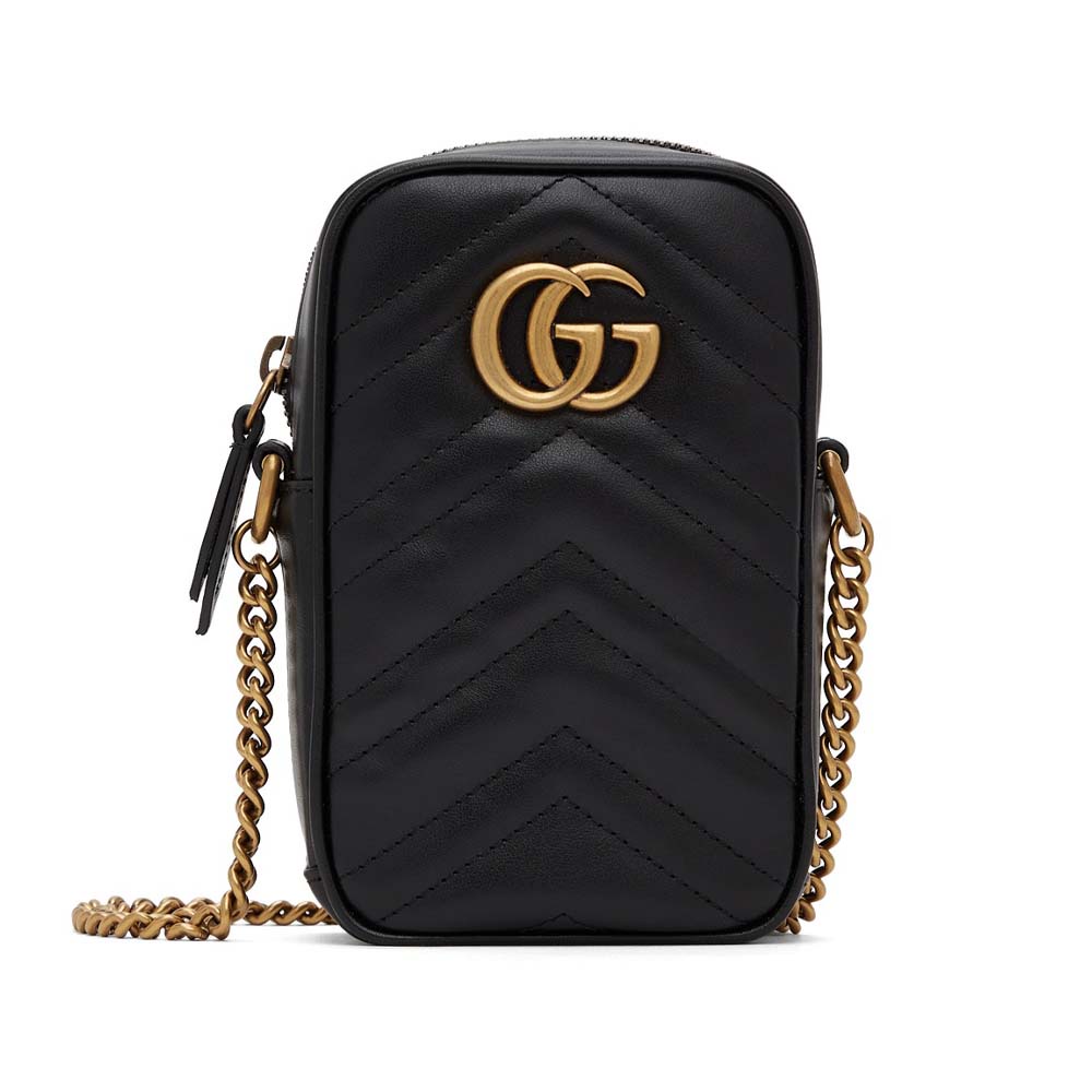 GG Marmont Mini Crossbody Bag Black GHW (17.5 x 10.5 x 5)