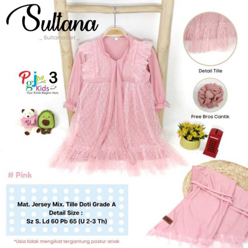 Sultana Set Gamis Jersey mix tile Anak 2-4 Tahun