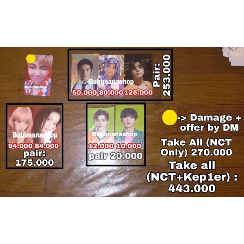Photocard Taeyong chatarsis, Taeyong aladin SG21, Jaehyun Seoul City, Jisung & Jaemin Lemonilo, RM a