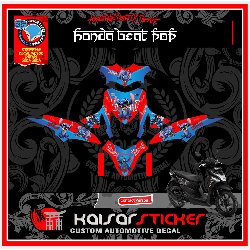 DECAL STIKER MOTOR BEAT POP ANIME KARTUN STITCH FULL BODY