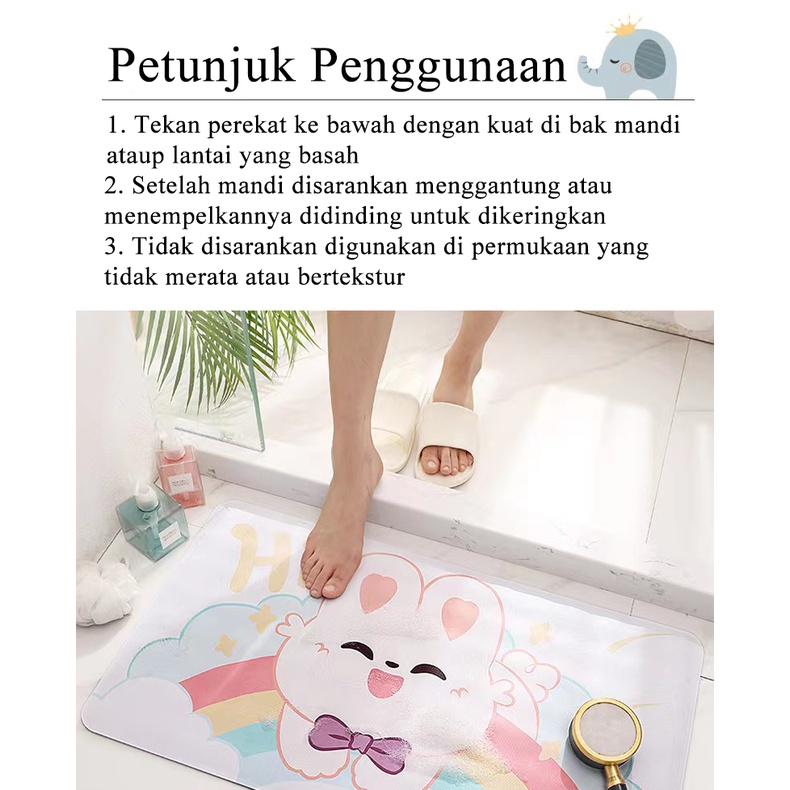 Babyland PVC Bathroom Mat Shower Bath Anti Slip Mat Keset Kamar Mandi PVC Penghisap Suction Cup 40x70 cm