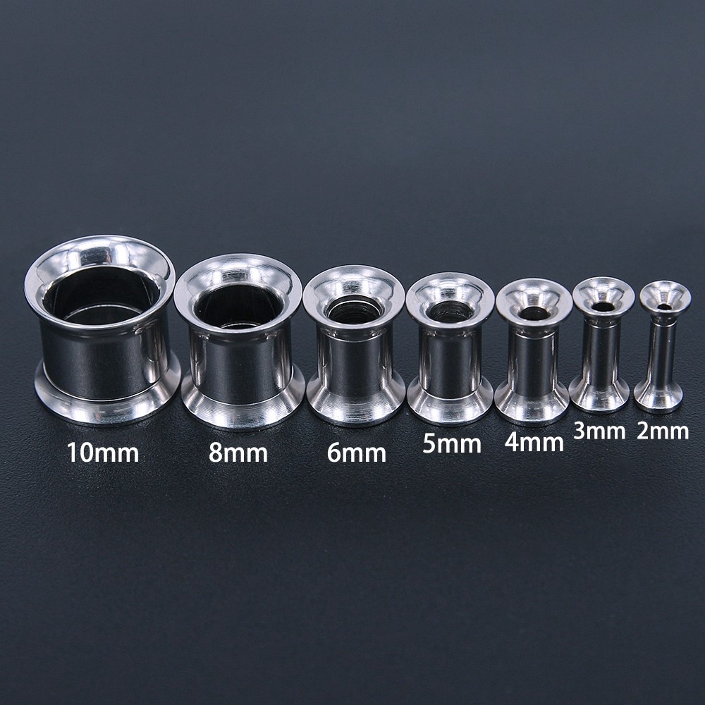 1 Set Pelebar Tindikan Telinga Bahan Stainless Steel Warna Silver