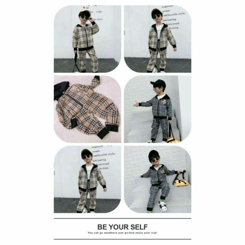 Set jaket burberry unisex size 4 - 8t