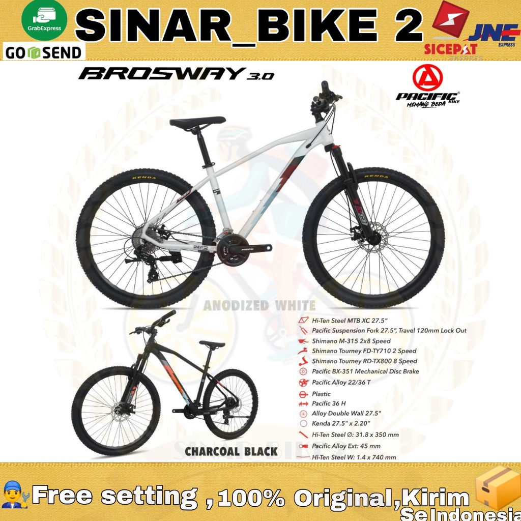 Sepeda Gunung 27,5Inch MTB Pacific Brosway 3.0 2x8 Speed Rem Cakram