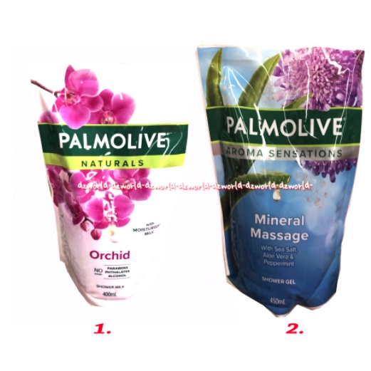 Palmolive Naturals Orchid 400ml Sensation Mineral massage Refill Sabun Mandi Palmolife Natural Pouch