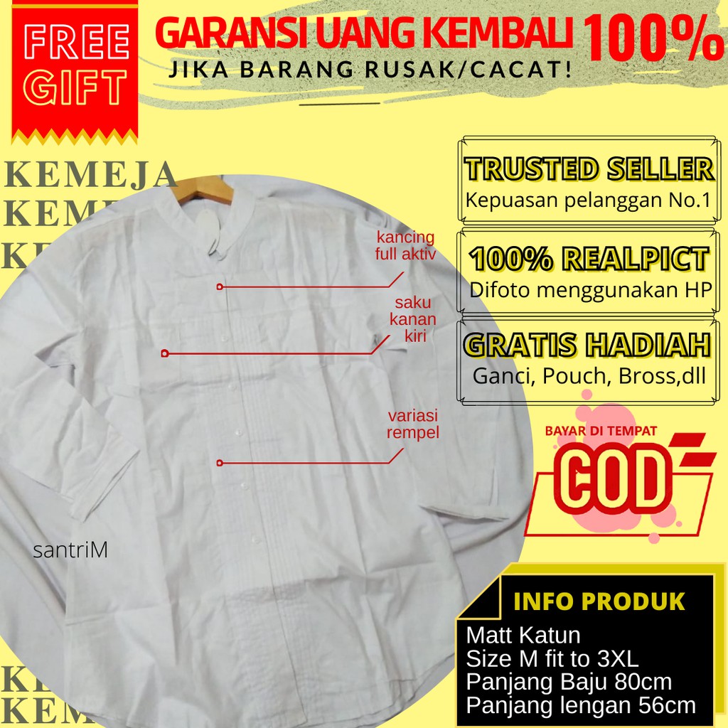 Atasan Kemeja Baju Atasan Santri Putri Kameja Putih Wanita Murah Kemeja Putih Lengan Panjang