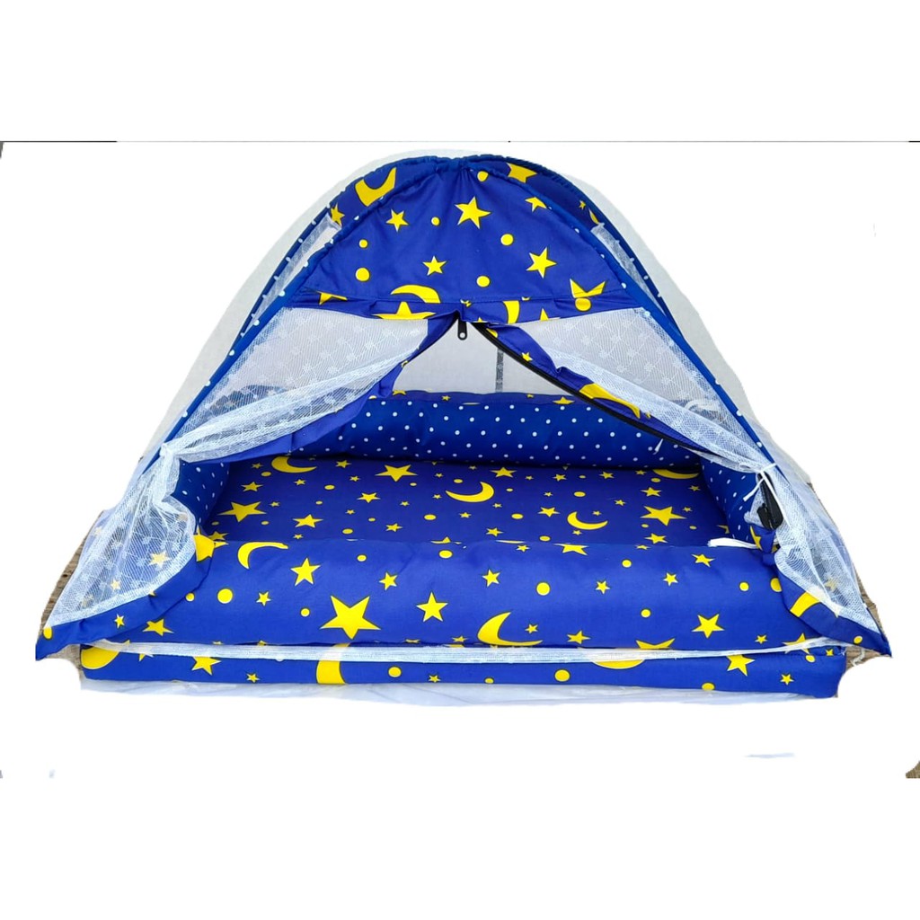 BEST-SELLER Kasur Bayi Kelambu dan-Tenda Motif Archery x Polkadot-navy CBNK 029 PLUS NON FURING-BB Navy