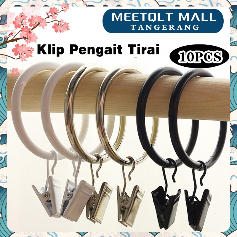 ★10PCS★Klip Cincin Gelang Gorden Dengan Klip Dan Pengait Klip Pengait Tirai Jendela Tirai Kamar Mandi