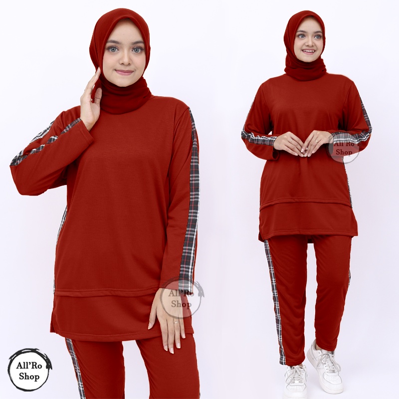 Baju Setelan Olahraga Seragam Senam Training Zumba Wanita Lengan Panjang SET YOVIOS Ukuran XL XXL XXXL ARS 187