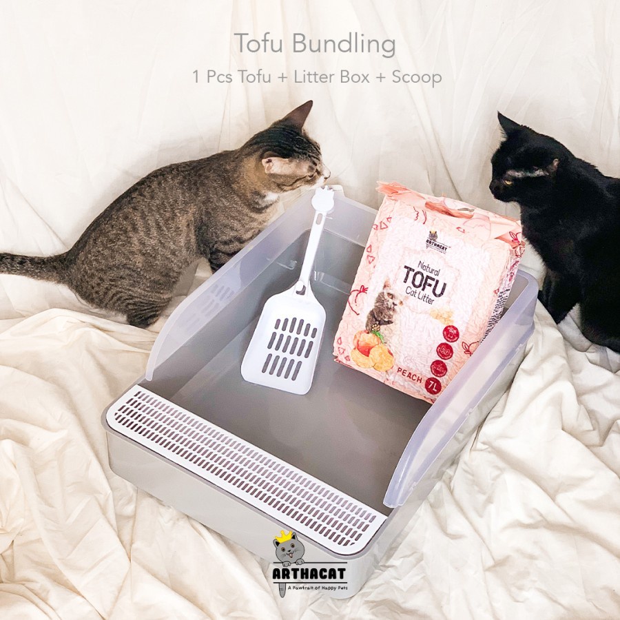 BUNDLING - LITTER BOX + LITTER SCOOP + PASIR KUCING - ARTHACAT