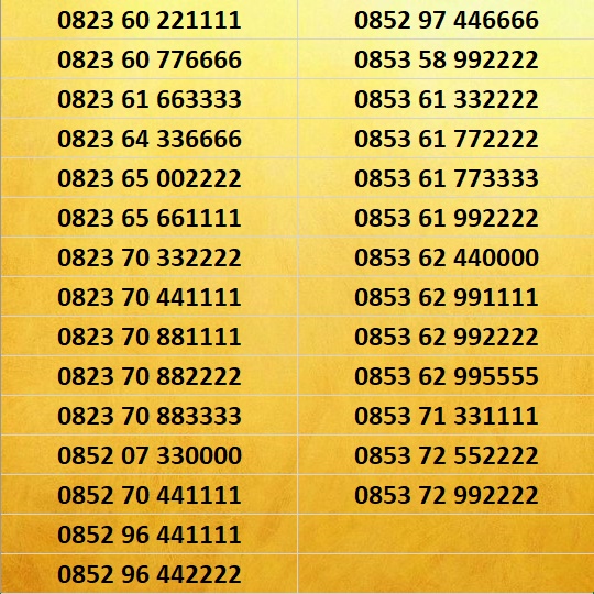 Nomor Cantik Kartu AS Triple AA - 0000 - 1111 - 2222 - 3333 - 4444