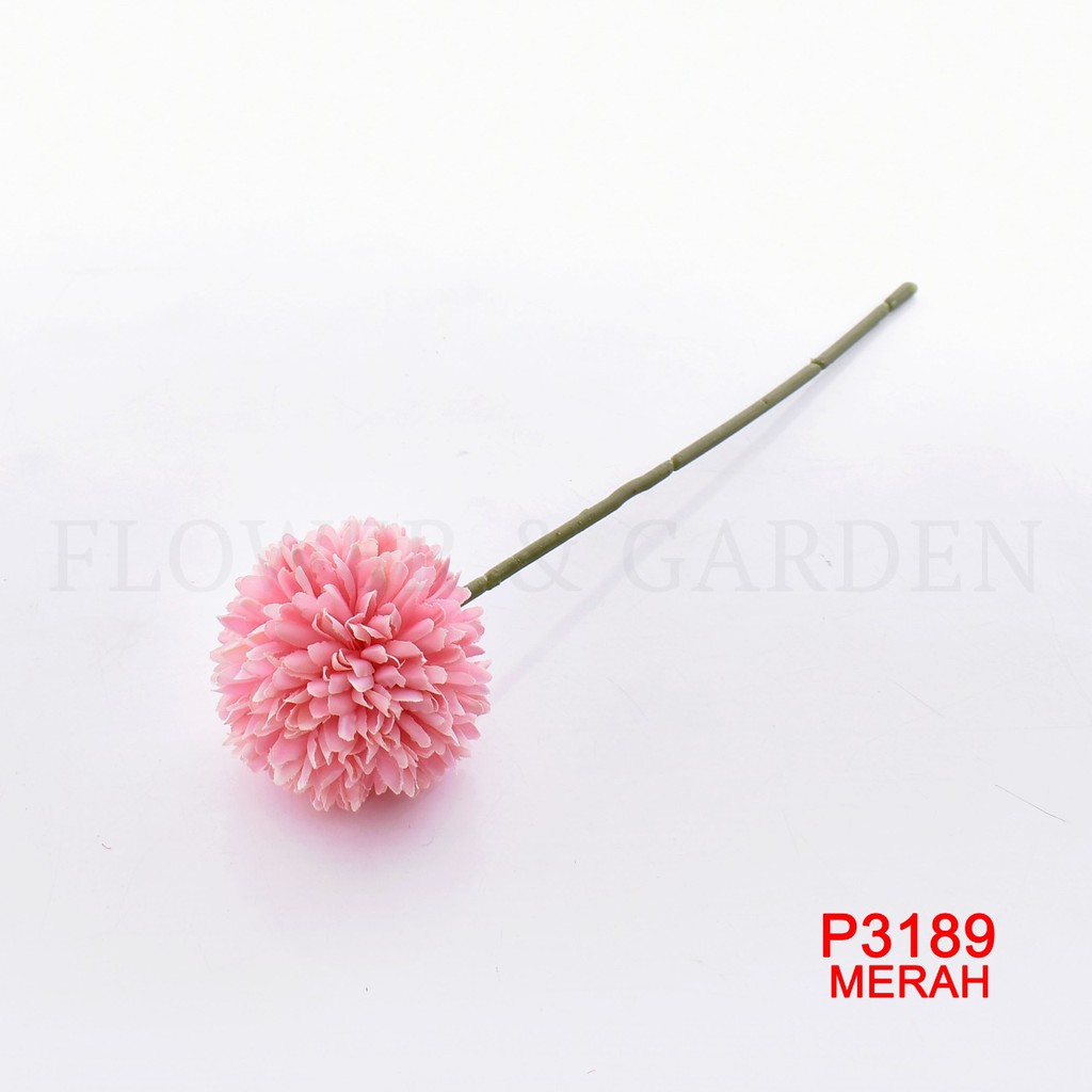 HMPU P3189 Bunga Palsu Plastik Dandelion Bola Bunga Tunggal Bunga Buatan Krisan Bunga Hias-7