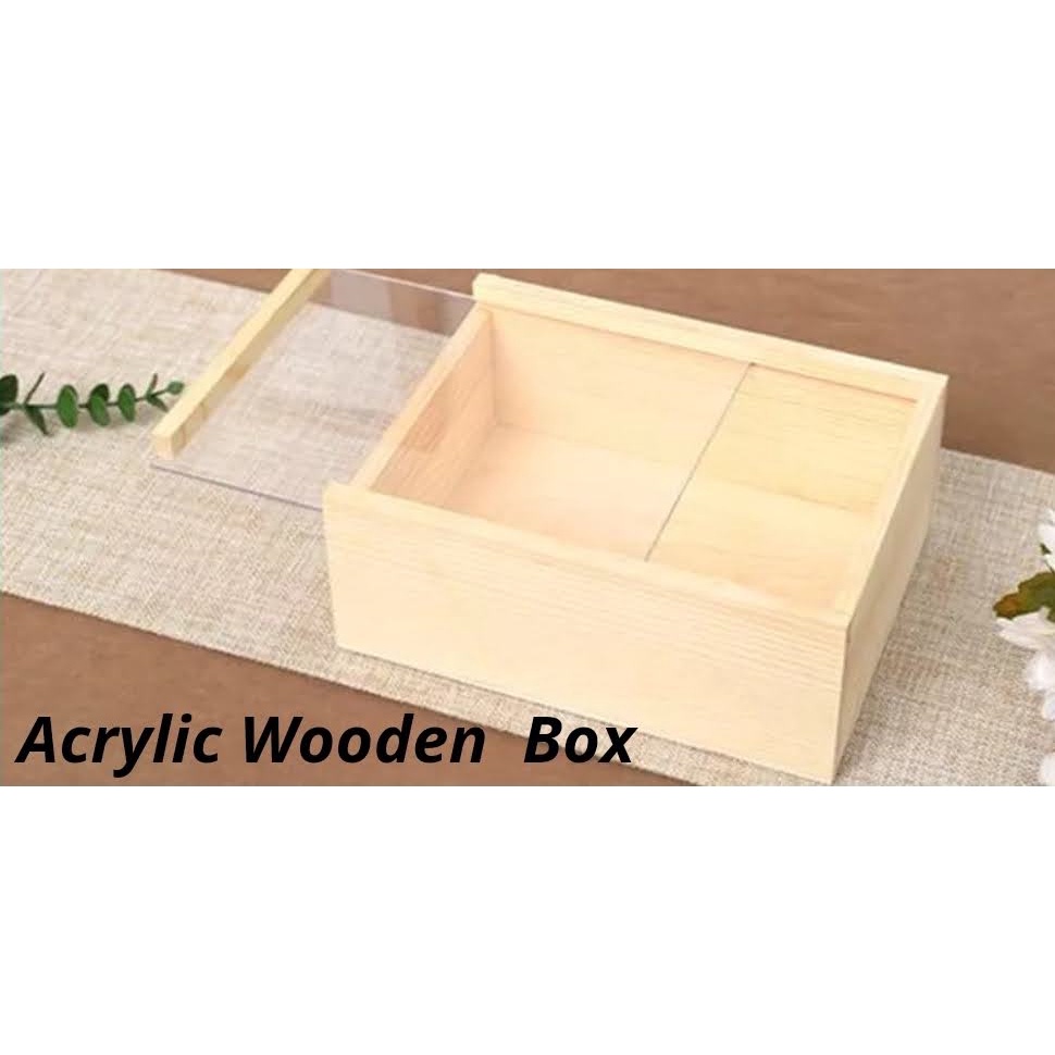 

Kotak kayu akrilik sliding cocok gift box kado tempat souvenir wedding seserahan kotak kado penyimpanan aksesoris bahan kayu wooden solid natural wood natural wood