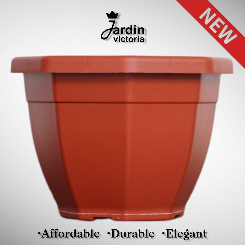Pot Bunga Octagon 25 30 35 | Jardin Victoria | Pot Tanaman Plastik Hitam Putih Merah Bata