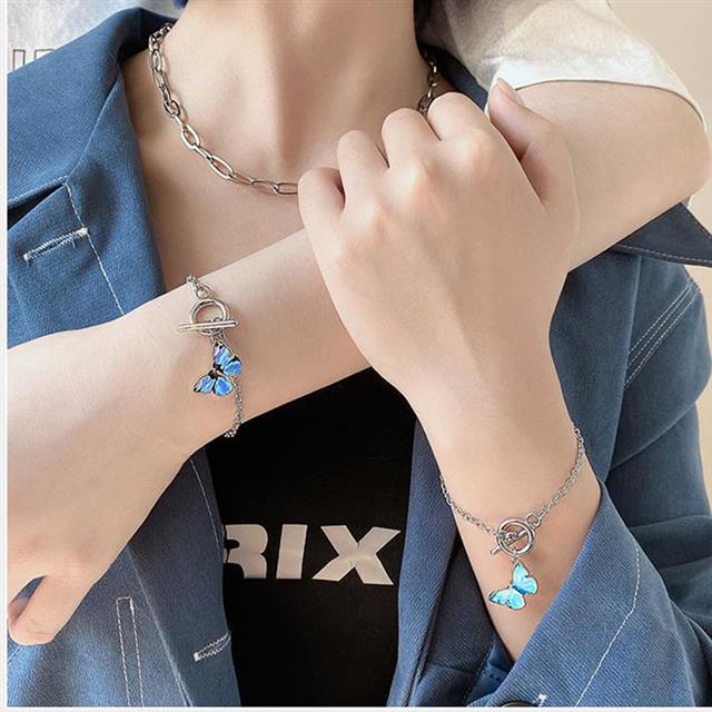 Niche desain Korea blue butterfly gesper gelang in beberapa pacar gelang gadis