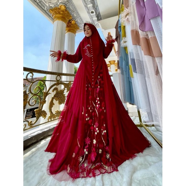 Kinanti Set burkat hijab ceruty double layer LD 110 / set brukat original by irma