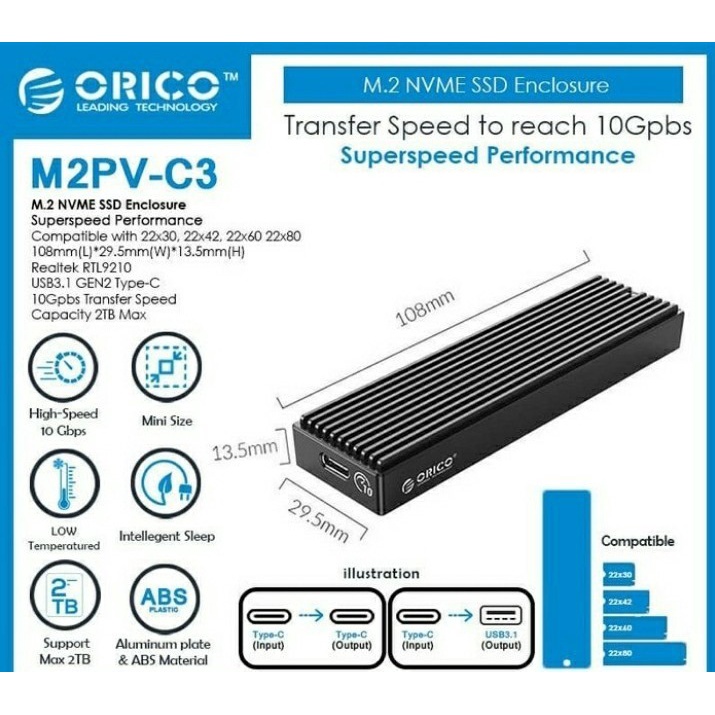 CASING ORICO M.2 NVMe SSD M2PV-C3