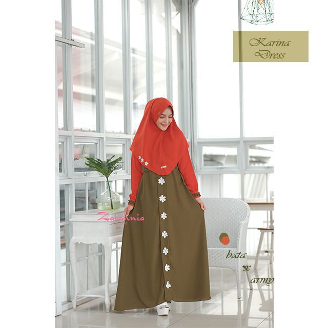 GAMIS KARINA ORIGINAL BY ZABANNIA FASHION HIJAB DRESS ONLY BAJU BUSANA MUSLIM WANITA DEWASA BUSUI PR