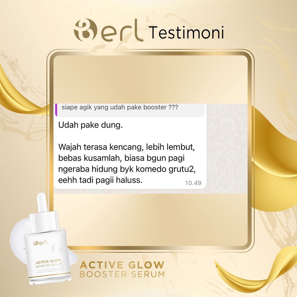 B ERL Active Glow Booster Serum | B ERL Cosmetics Pre Serum | Memperkuat Skin Barrier | Mencerahkan &amp; Melembabkan Kulit