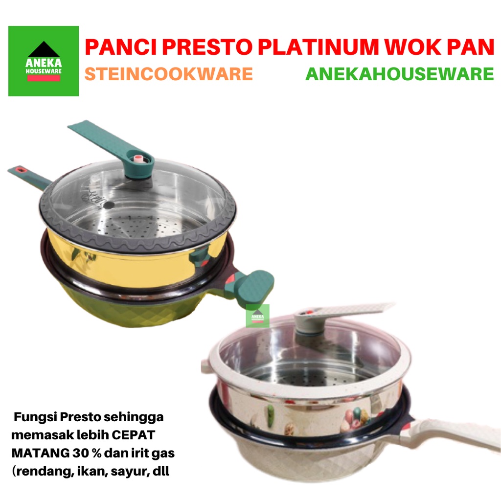 Panci Presto Wok Platinum Pressure cooker 32 cm Steincookware