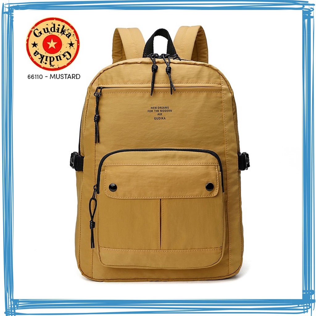 Ransel Gudika 66110 - Tas Ransel Trendy Wanita Pria Korea Multiguna Muat Laptop 14 inch Bahan Baru Nilon Kedap Air Import Original - Backpack Ootd Terbaru