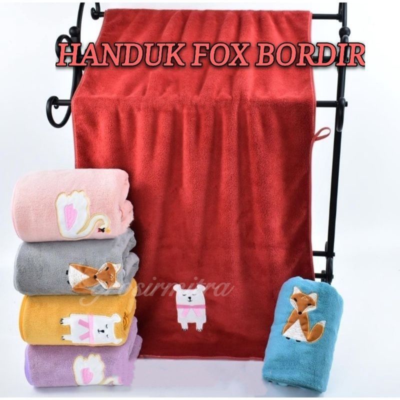 Handuk Bayi Mandi Microfiber Handuk Mandi Anak Handuk Mandi Dewasa Motif Fox Lembut Berdaya Serap Tinggi Dewasa Unisex Handuk couple Murah 50x100 60x120 70x140cm