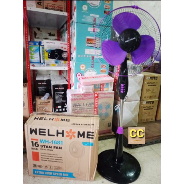 Welhome Standfan 3 speed WH-1681 WH 1681 Standfan Welhome 16 inch kaki bulat