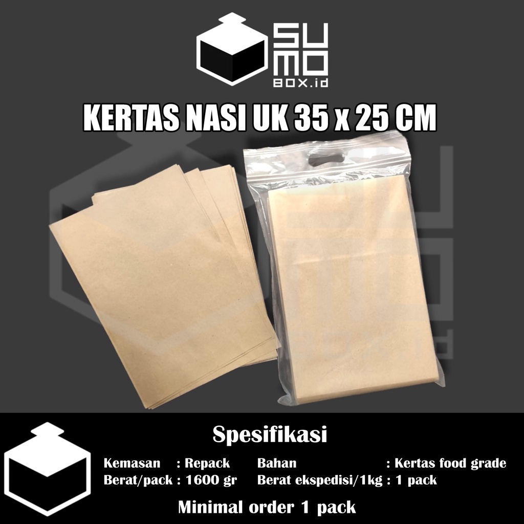Kertas Nasi BUNGKUS POLOS Coklat ukuran 25x35 isi 240 lembar / bungkus nasi warteg murah