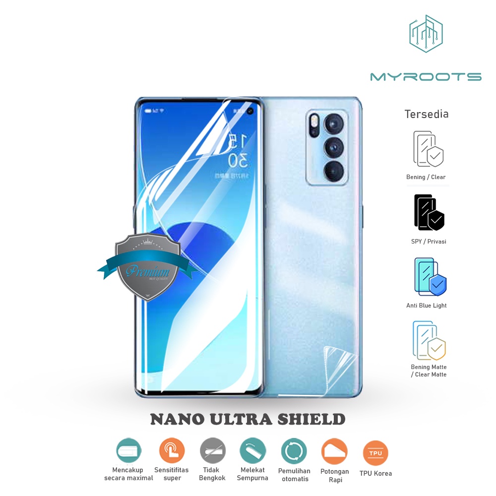 ANTI GORES JELLY HYDROGEL OPPO A7 - OPPO A5S 2019 FULL Depan Belakang Myroots Anti Spy Glare Matte Blue Ray