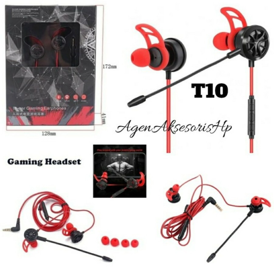 HEADSET GAMING T10 EXTRA BASS + MIC - EARPHONE GAMING T10 JACK 3.5MM - BC