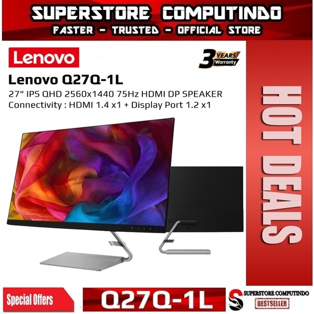 Monitor LED Lenovo Q27Q-1L 27'' IPS QHD 2560x1440 HDMI 75Hz Speaker