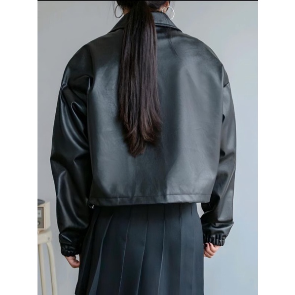 Tailor Labs Drop Shoulder Flap Pocket Pu leather Reversible Ritsleting